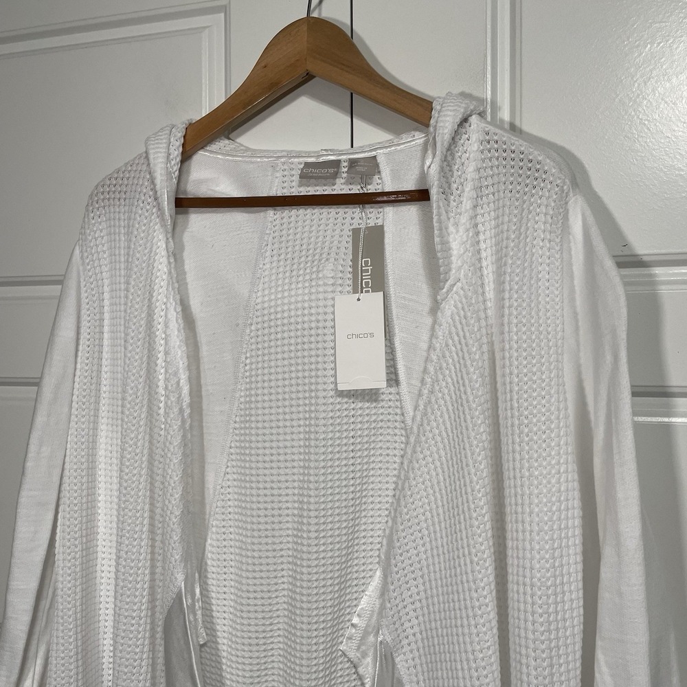 Chico's White Cardigan Open Rayon Sweater Women's Size 2 New With Tags - Picture 2 of 10